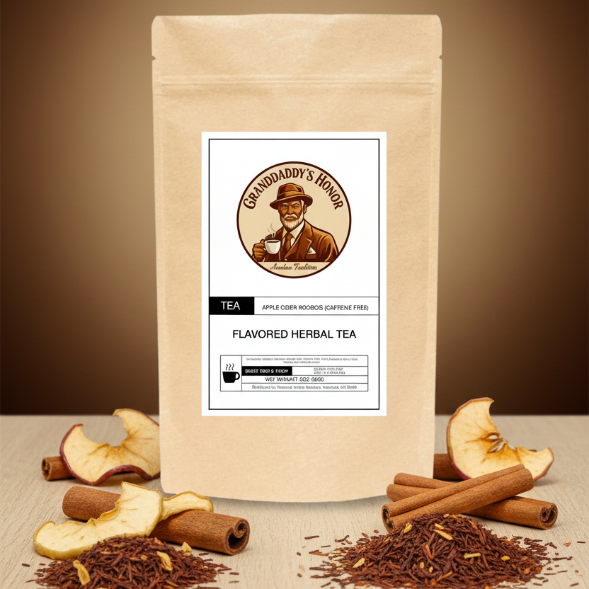 Granddaddy’s Honor Premium Apple Cider Rooibos Tea, caffeine-free, aromatic and high-quality for relaxing daily tea rituals