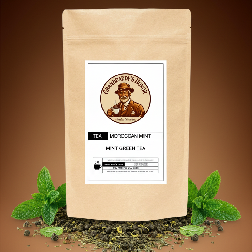 Granddaddy’s Honor Premium Moroccan Mint loose leaf green tea with peppermint and spearmint