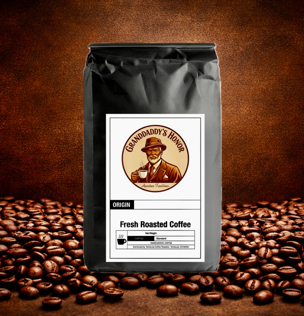 Granddaddy’s Honor Premium Specialty Coffee, freshly roasted for bold flavor, smooth intensity, and rich aroma.